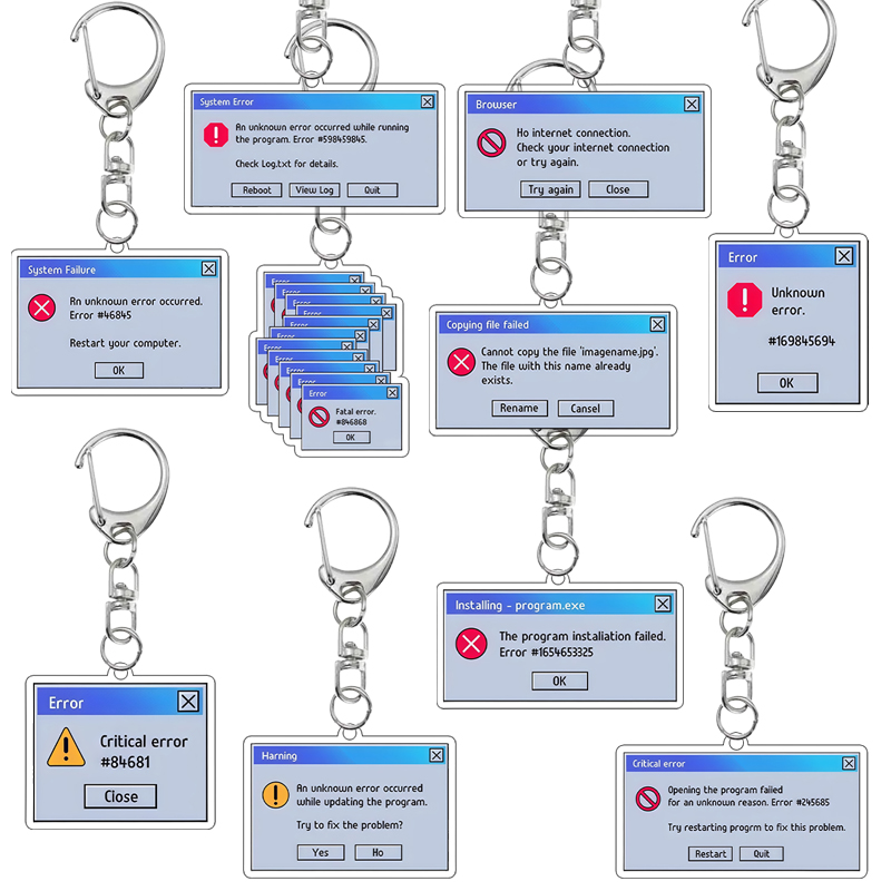 Tech Keychain Accessories - Creative Acrylic Keychain Retro Windows Error