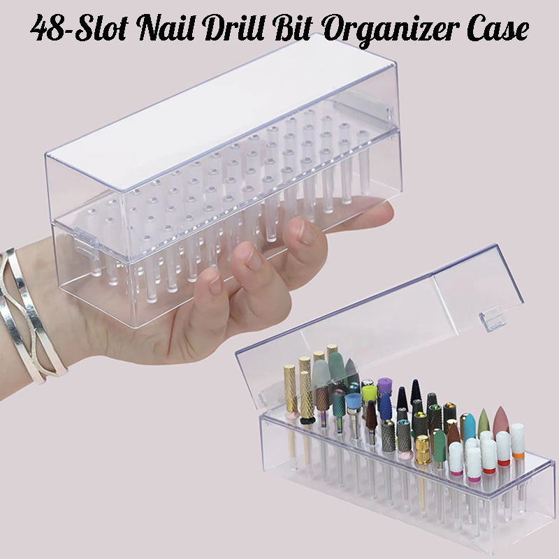 Tech Accessories Box - 48 Holes Clear Nail Drill Bits
