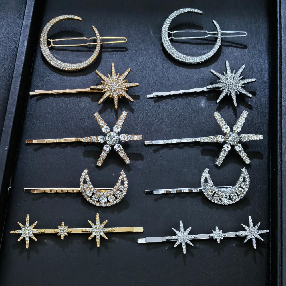 Tech Accessories For Women - 3/4 pcs set Crystal Star Hairpins
