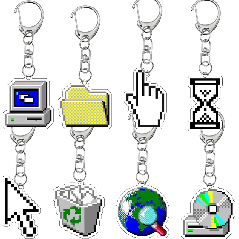 Tech Keychain Accessories - Creative Double-sided Print Retro Pixel Art