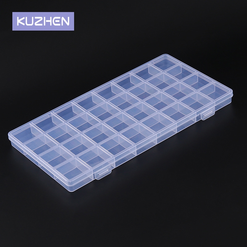 Tech Accessories Box - 32/24/15 Grids Transparent Rectangle Nail Art