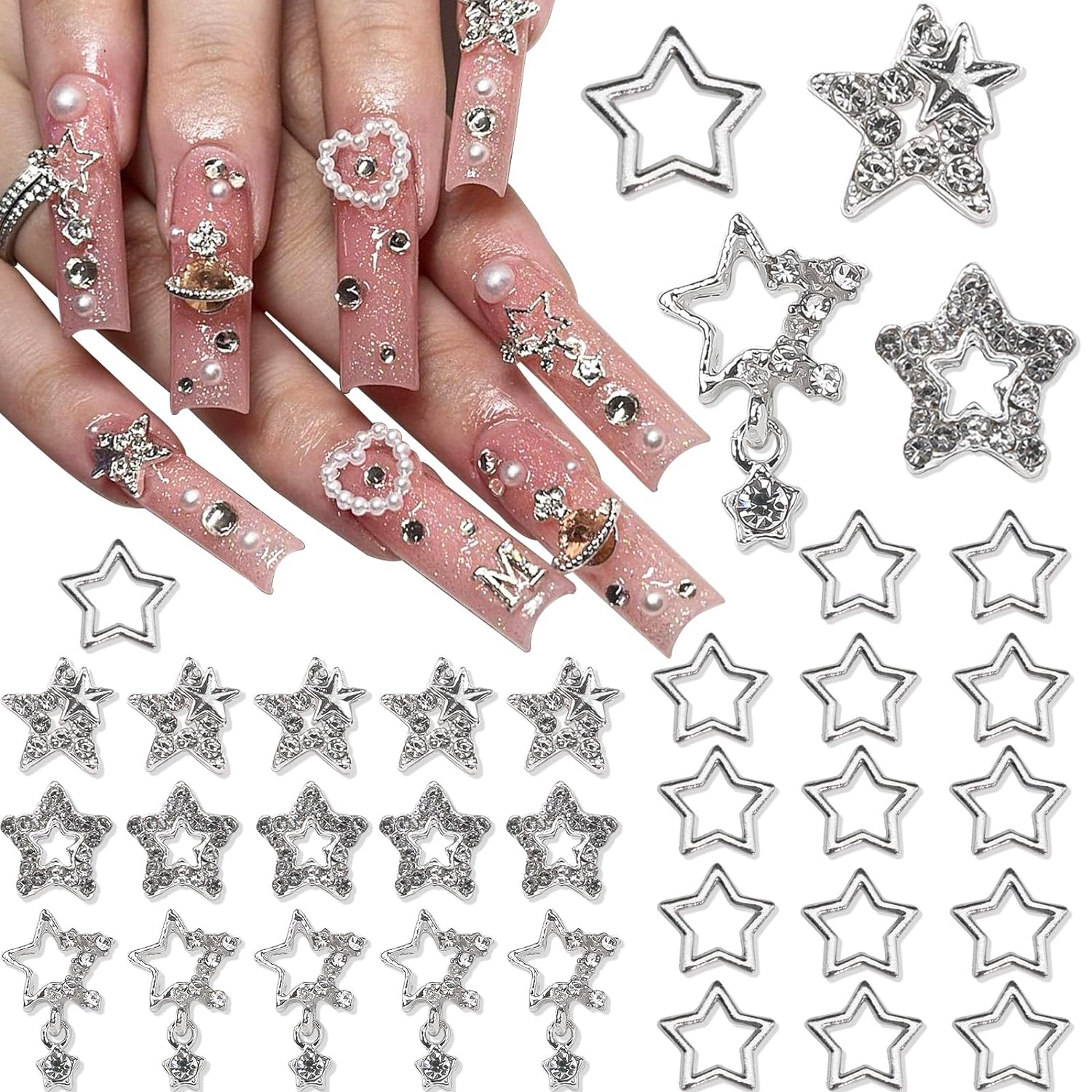 Trending Tech Accessories - 25PCS Star Nail Charms 3D Alloy