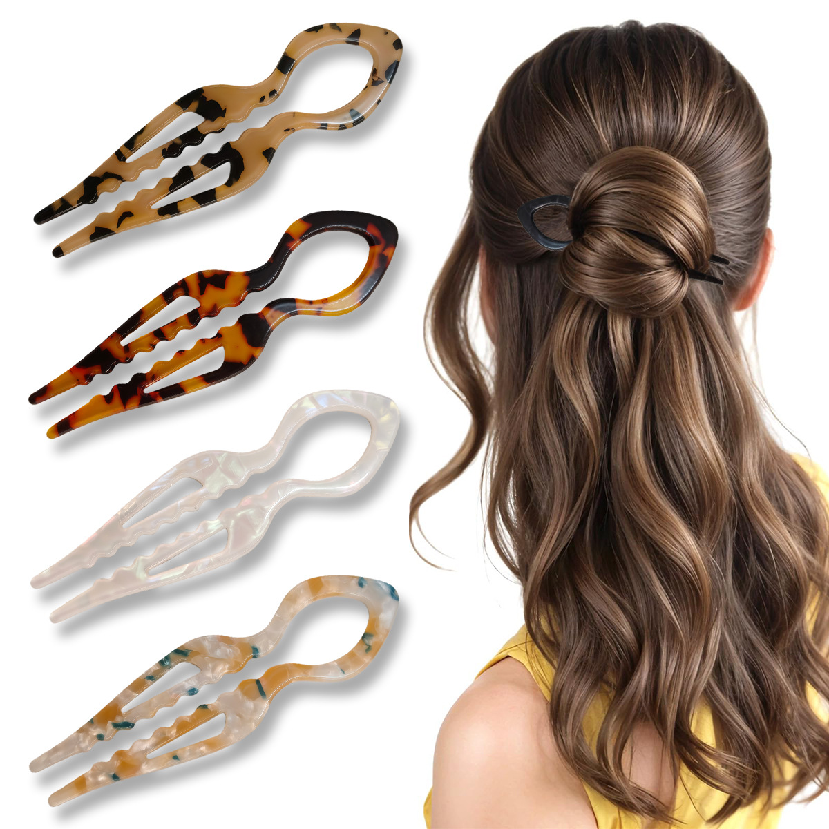 U-Shaped Hair Sticks Tortoises - Tech Accessories For Women 评论和价格