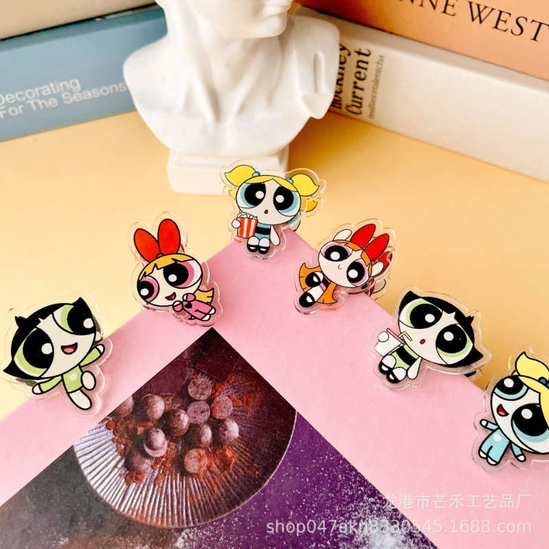 6PCS Kawaii The Powerpuffs Gir - Tech Office Accessories 评论和价格