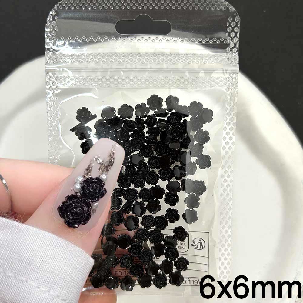 100pcs Black Rose Resin Nail C - Trending Tech Accessories 评论和价格