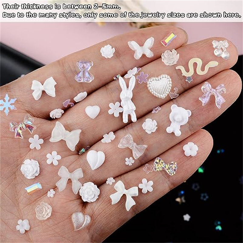 50pcs Kawaii Resin Nail Charms - Trending Tech Accessories 评论和价格