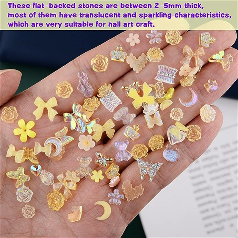 50pcs Kawaii Resin Nail Charms - Trending Tech Accessories 评论和价格