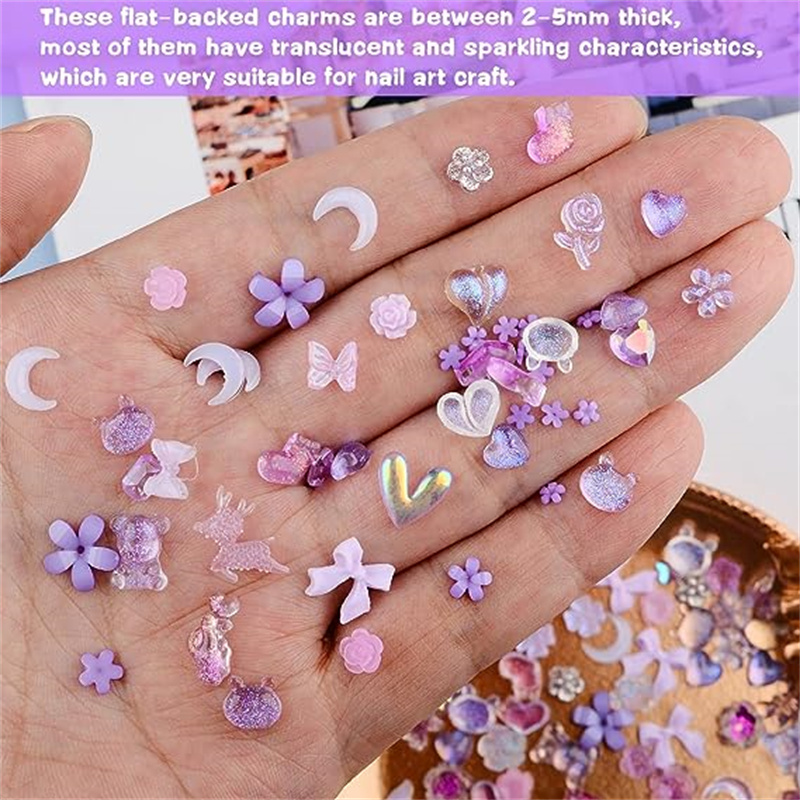 50pcs Kawaii Resin Nail Charms - Trending Tech Accessories 评论和价格