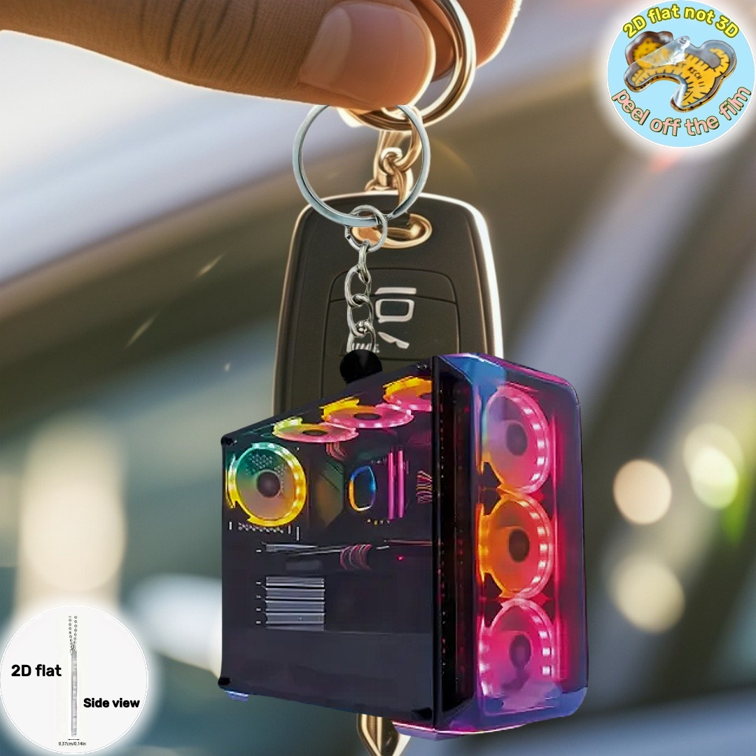 RGB Computer Host Pendant Keyc - Tech Keychain Accessories 评论和价格