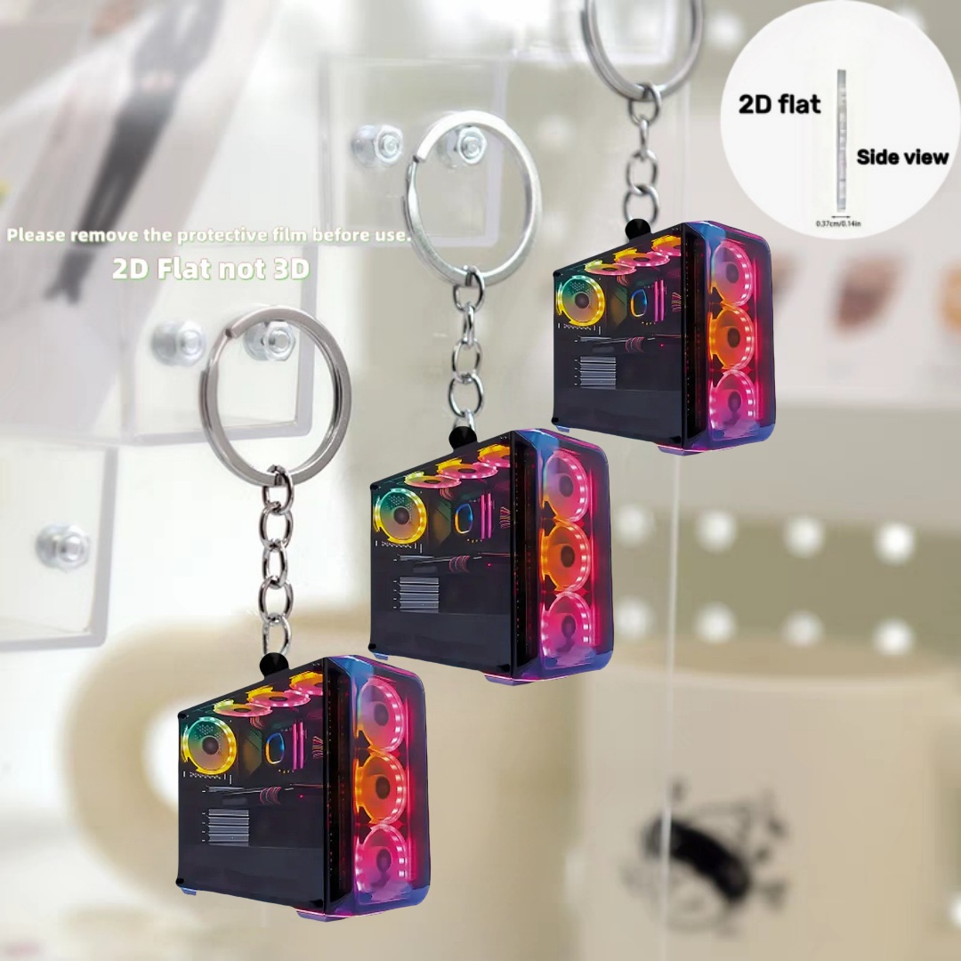 RGB Computer Host Pendant Keyc - Tech Keychain Accessories 评论和价格